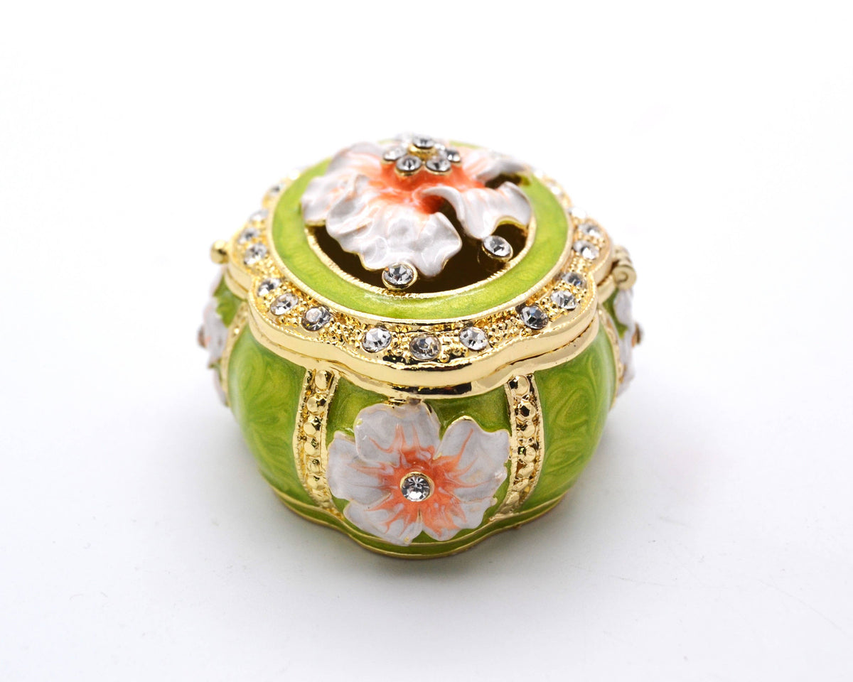 Oval Shape Floral Trinket Box