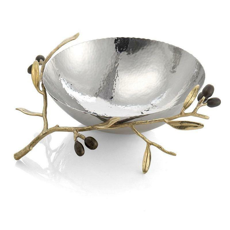 Olive Branch Gold Steel Bowl