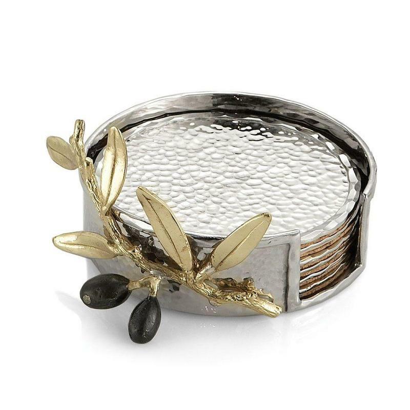 Olive Branch Gold Drink Coaster
