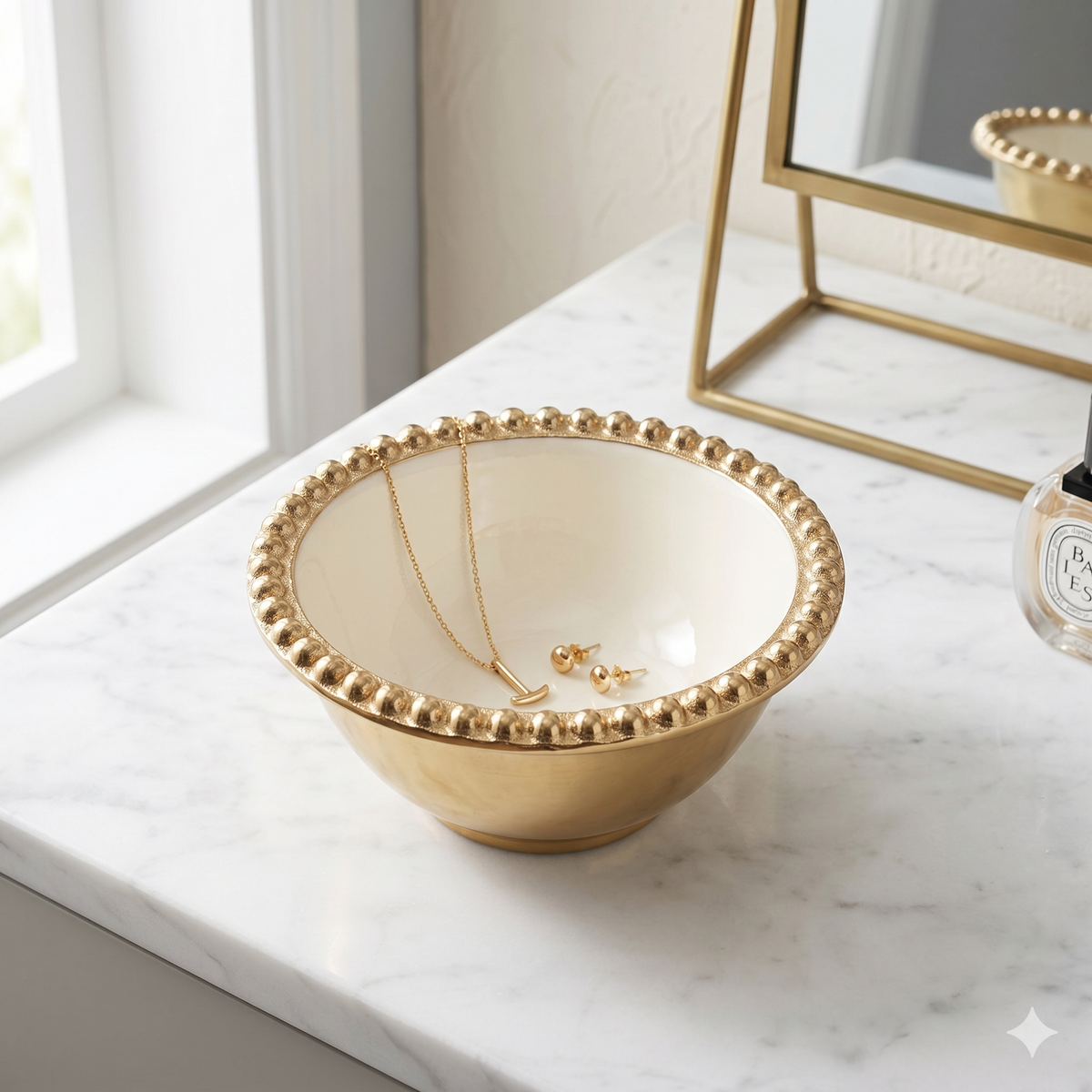 Beaded Round Enamel Bowl