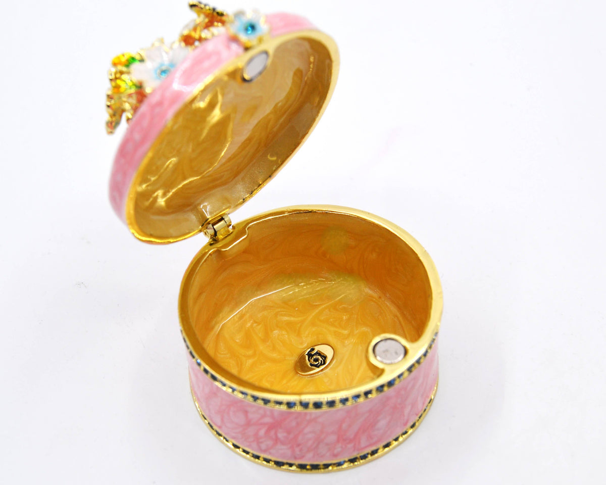 Round Shape Floral Trinket Box