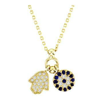 Hamsa and Mosaic Evil Eye Necklace