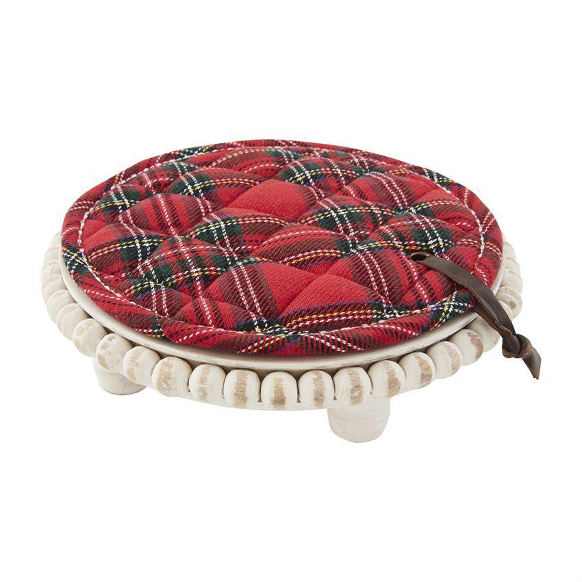 Beaded Trivet Tartan Potholder