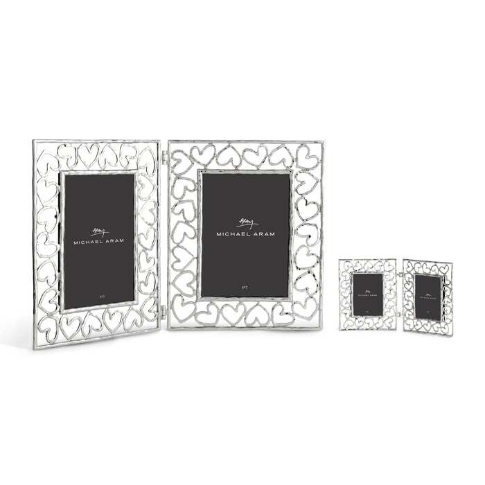 132275 2x3 Heart Hinged Frame Silver