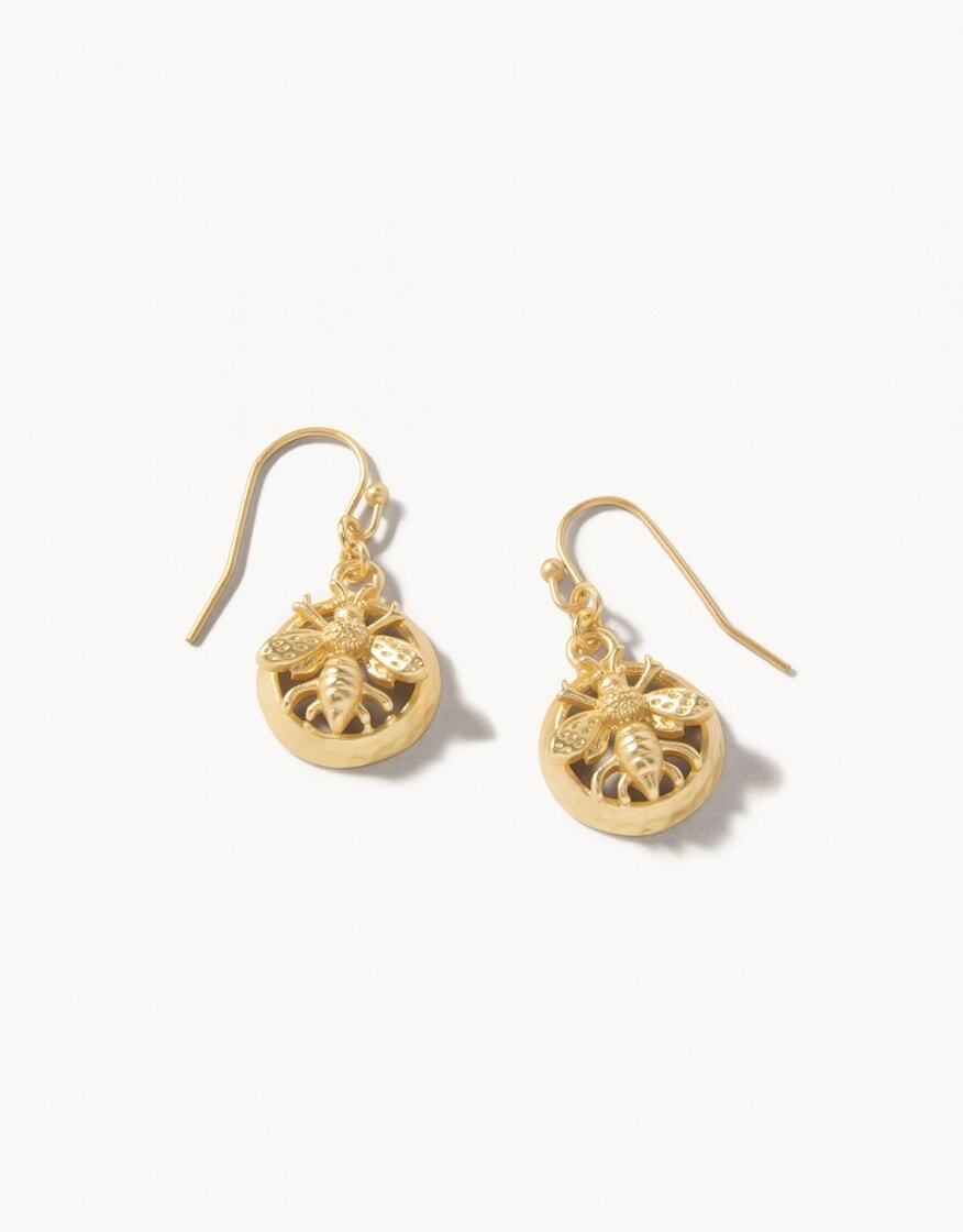 288445 Sticky Bee Drop Earrings Gold