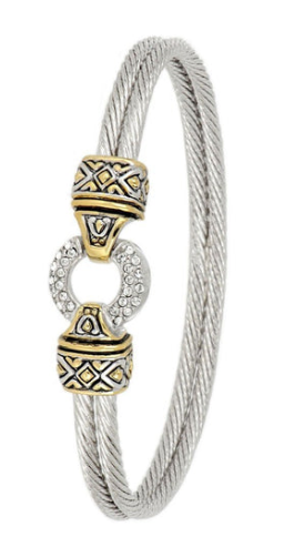 B2818 Antiqua Pave Circle Double Wire Bracelet