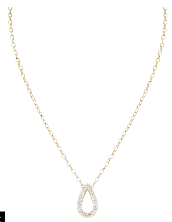 N5492 Aldrava Teardrop Pave Necklace 16"-18" Chain