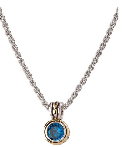 K5018 Beijos 7mm CZ Bezel Set Pendant Necklace