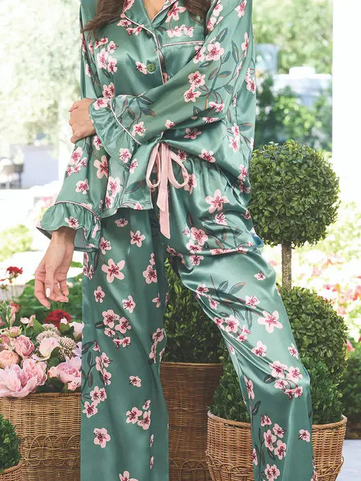 Ruffled Pj Set Cherry Blossoms