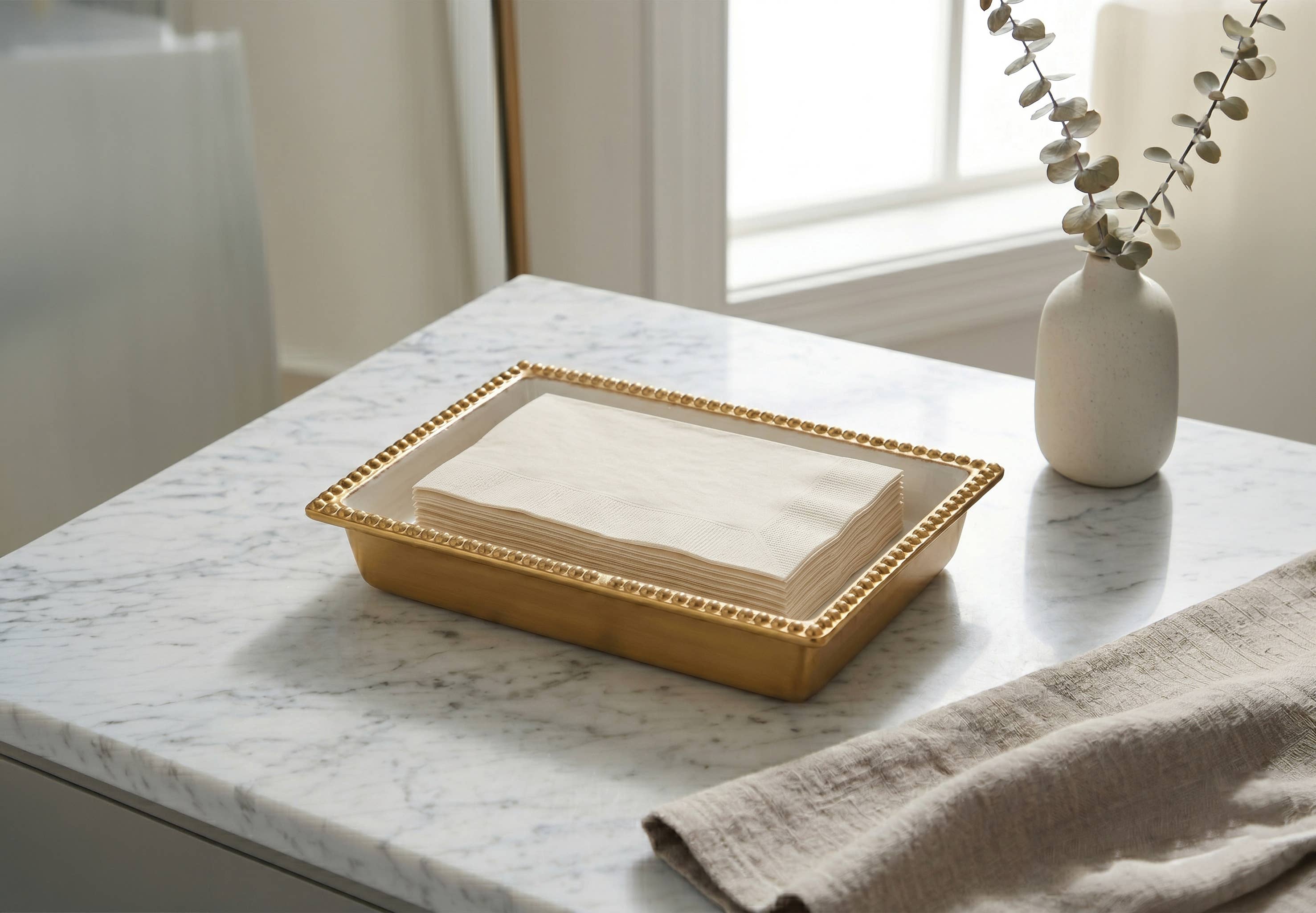 Gold & Enamel Guest Napkin Box