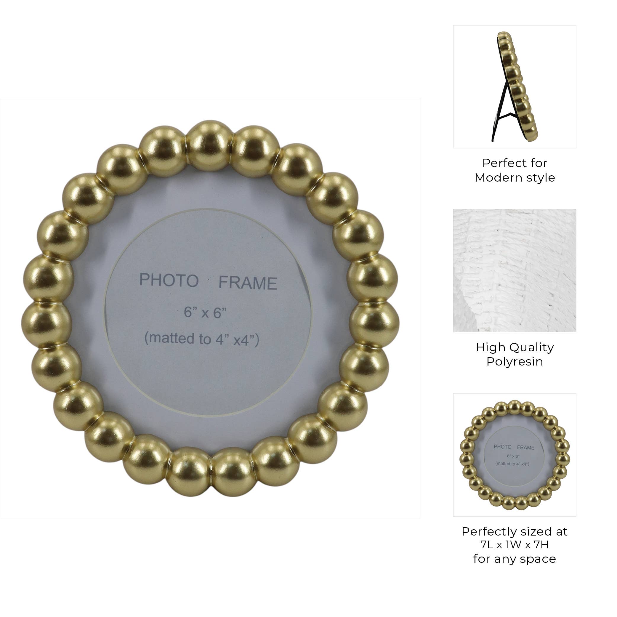 6x6 Round Gold Picture Frame