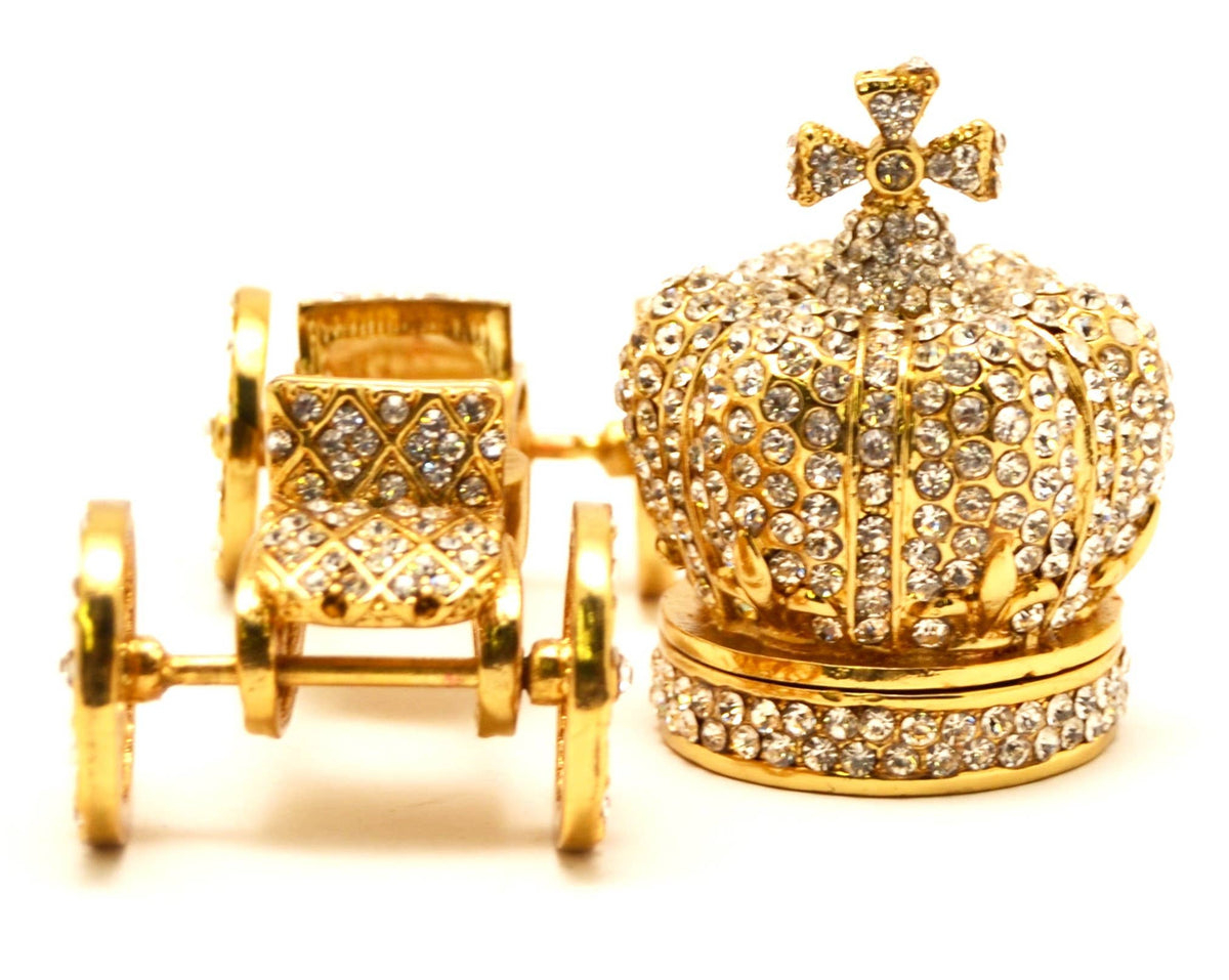 Cinderella Carriage Trinket Box with Austrian Crystals