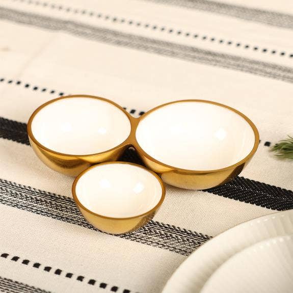 Gold & Enamel 3 Bowl Dish