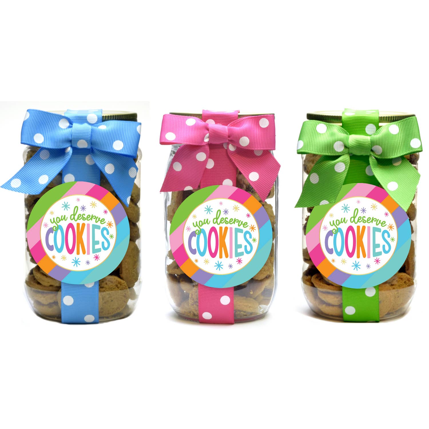 Cookie Jars - Bright Stripe You Deserve Cookies - Pint