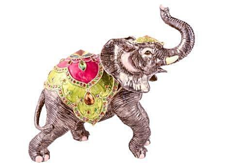Gray Elephant Jeweled Trinket Box
