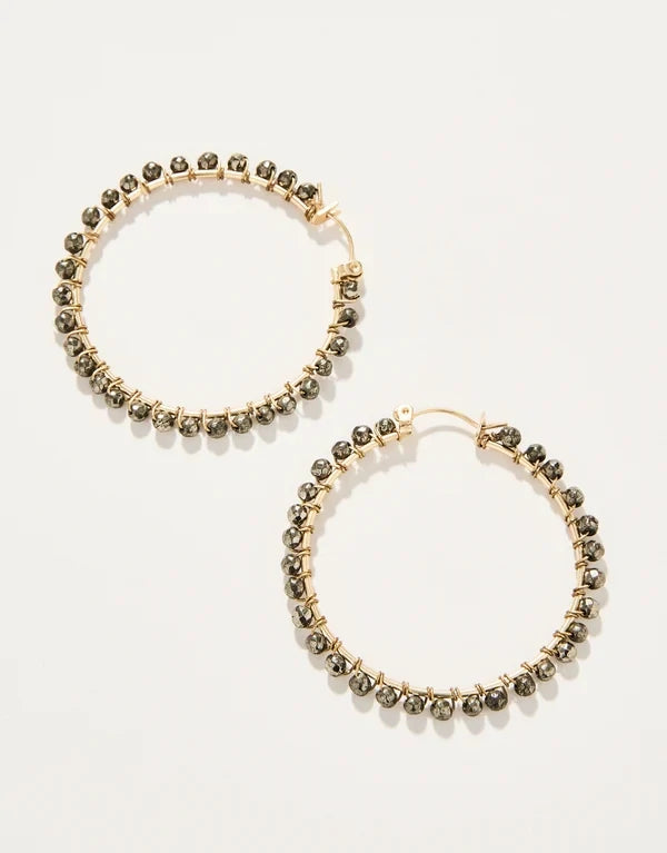 Ann Beaded Hoop Earrings Pyrite 366302