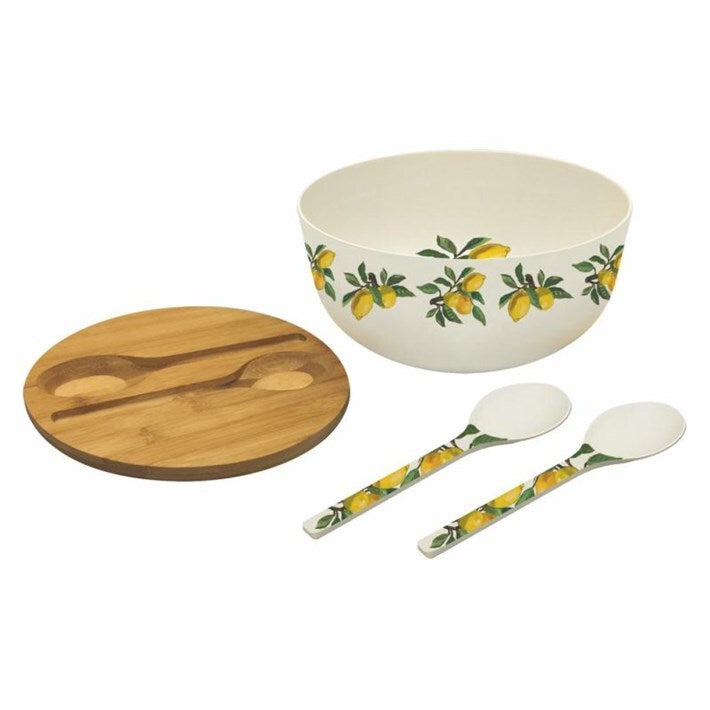 Bamboo Salad Bowl with Lid and Utensils