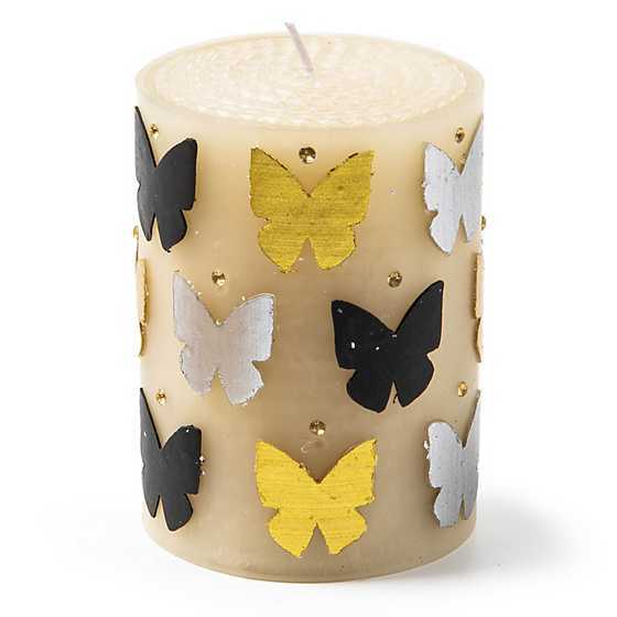 Butterfly Silver Gold 4in Pillar
