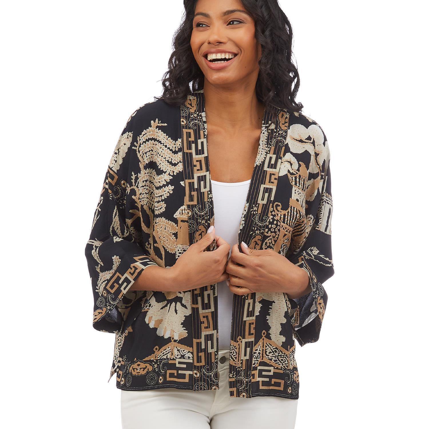 Giant Willow Black Short Kimono