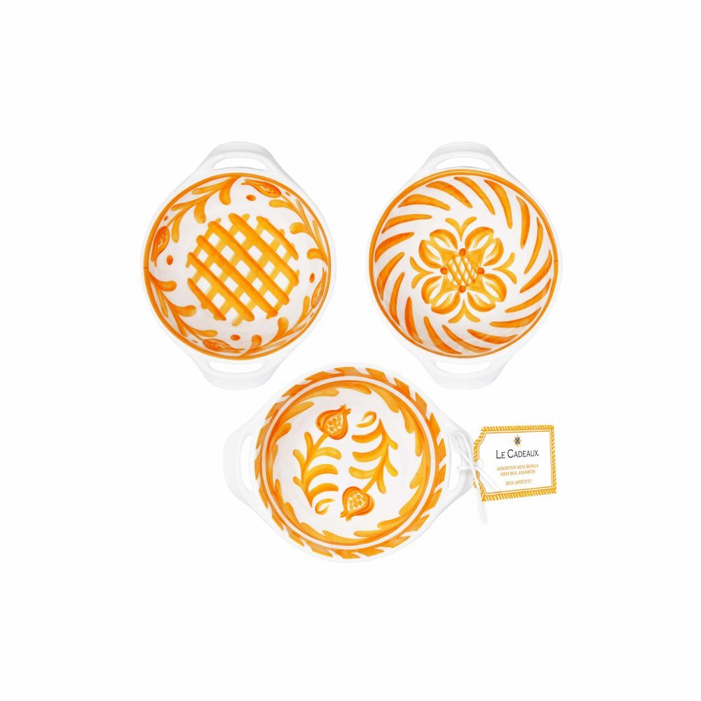 Sicily Orange S/3 Mini Handled Bowls