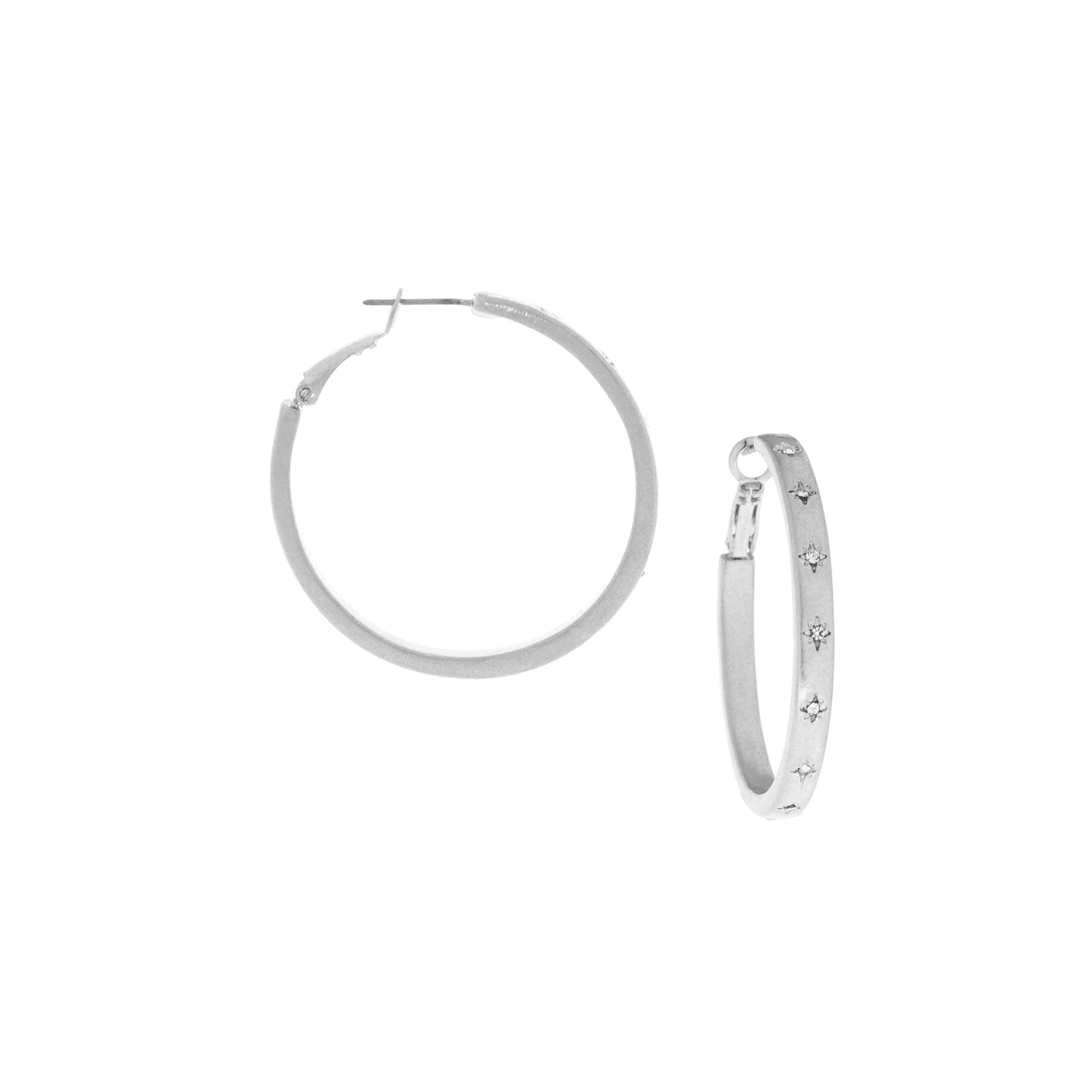 Silver Crystal Starburst Hoop