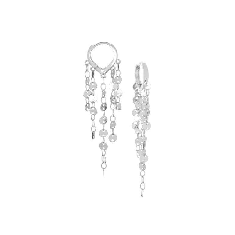 Silver Fringe Huggie Earring