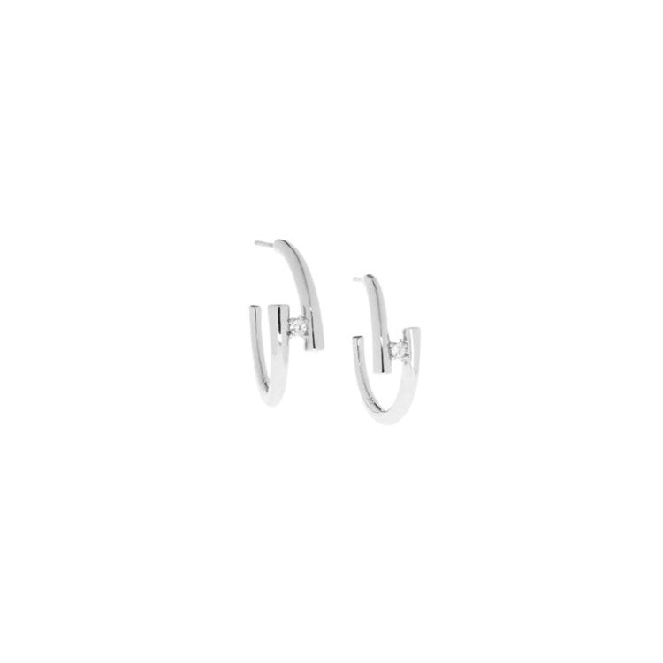 Silver Overlap Post Hoop