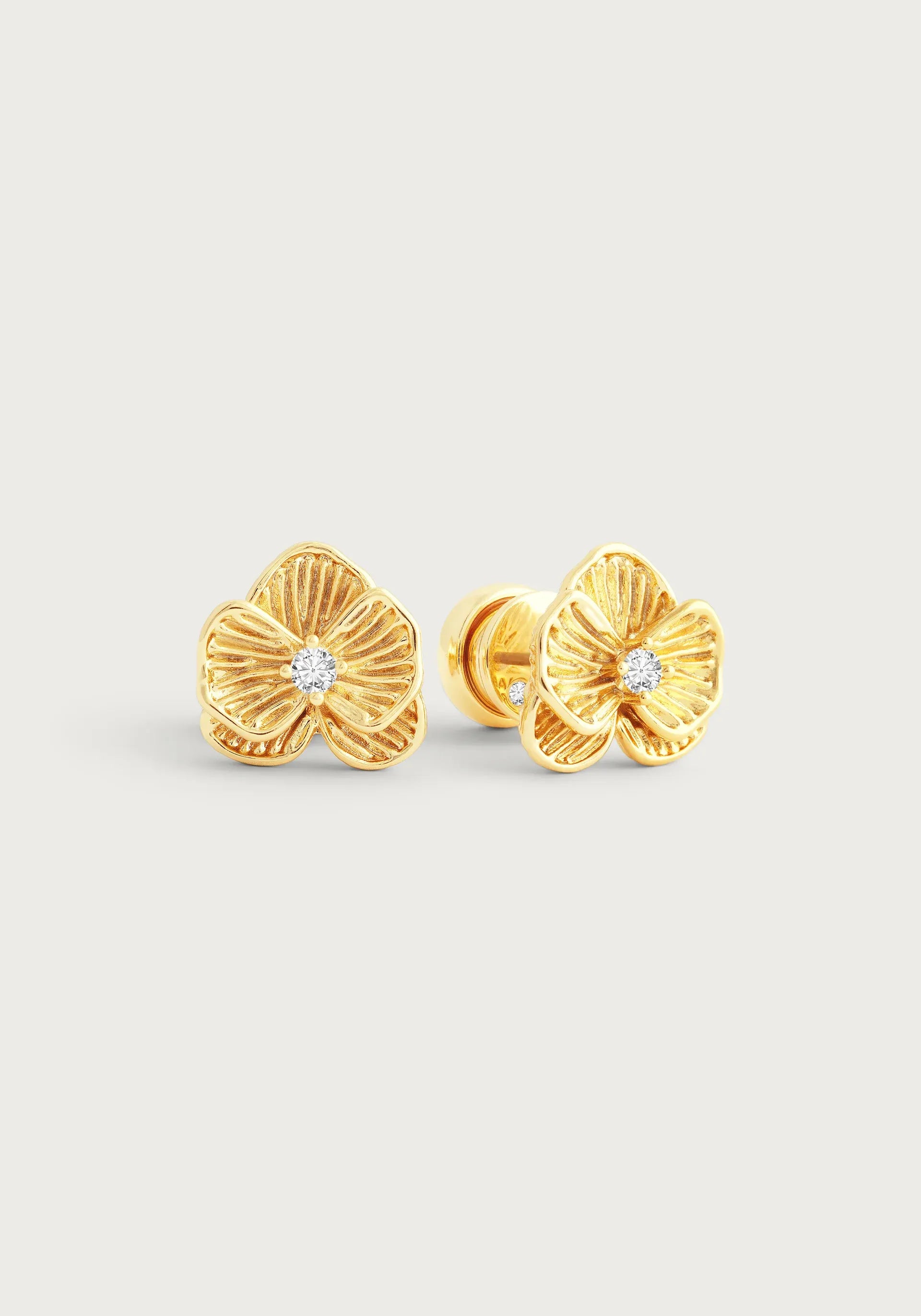 Orchid Gold Stud Earrings