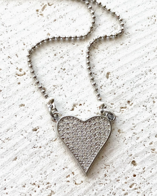 n20243 Heart Ball Chain Silver