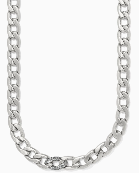 JM7649 Cleo Pave Silver Link Necklace