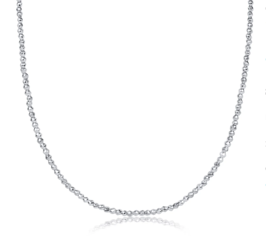 15in Choker Bright Silver Hematite 2mm