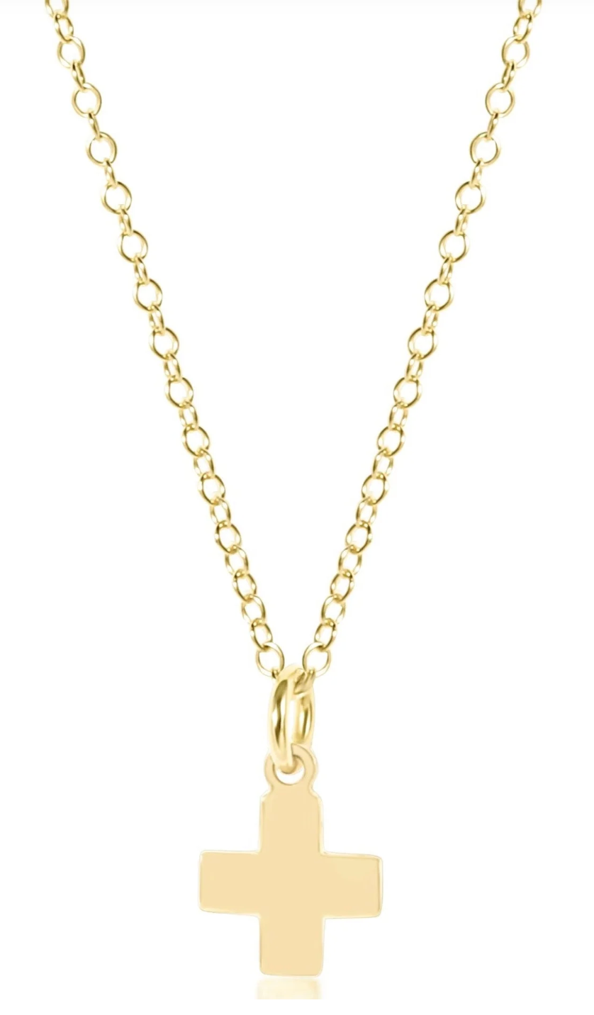 16in Necklace Gold Signature cross gold charm