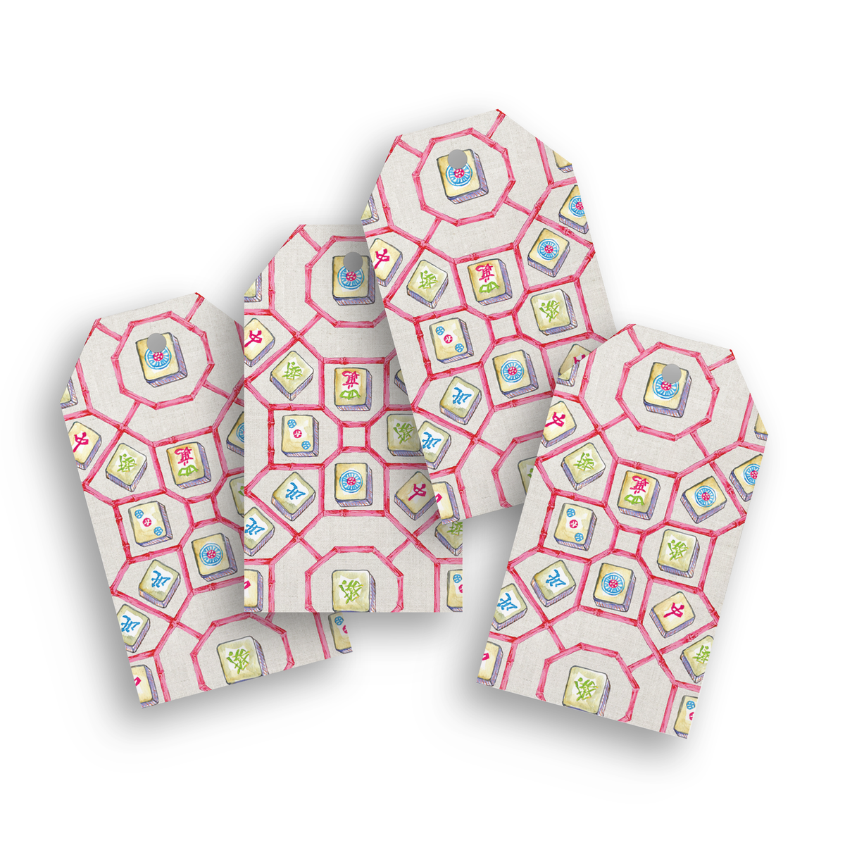 Colorful Mahjong Tiles Gift Tags | Pack of 4