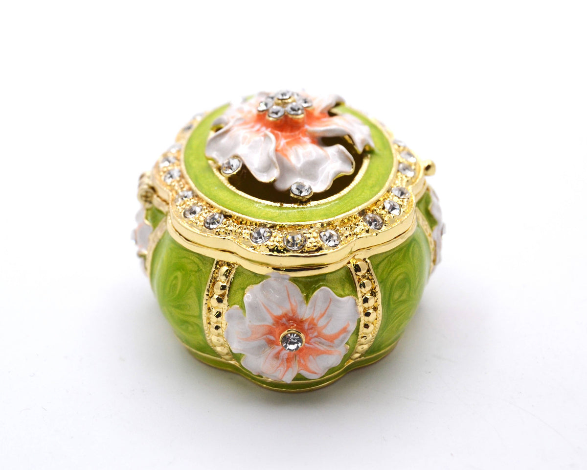 Oval Shape Floral Trinket Box