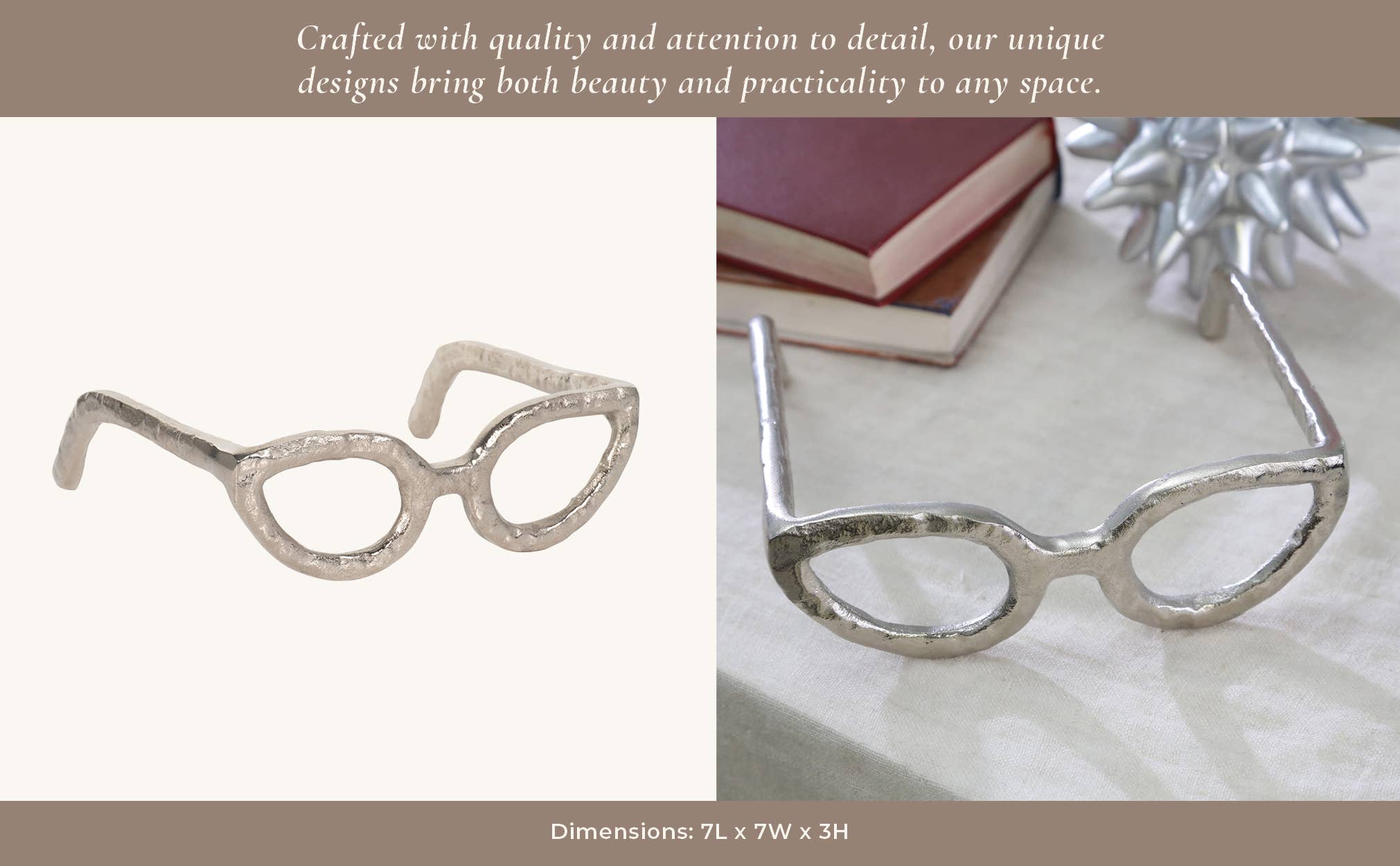 Silver Metal Cat Eyeglasses Sculpture