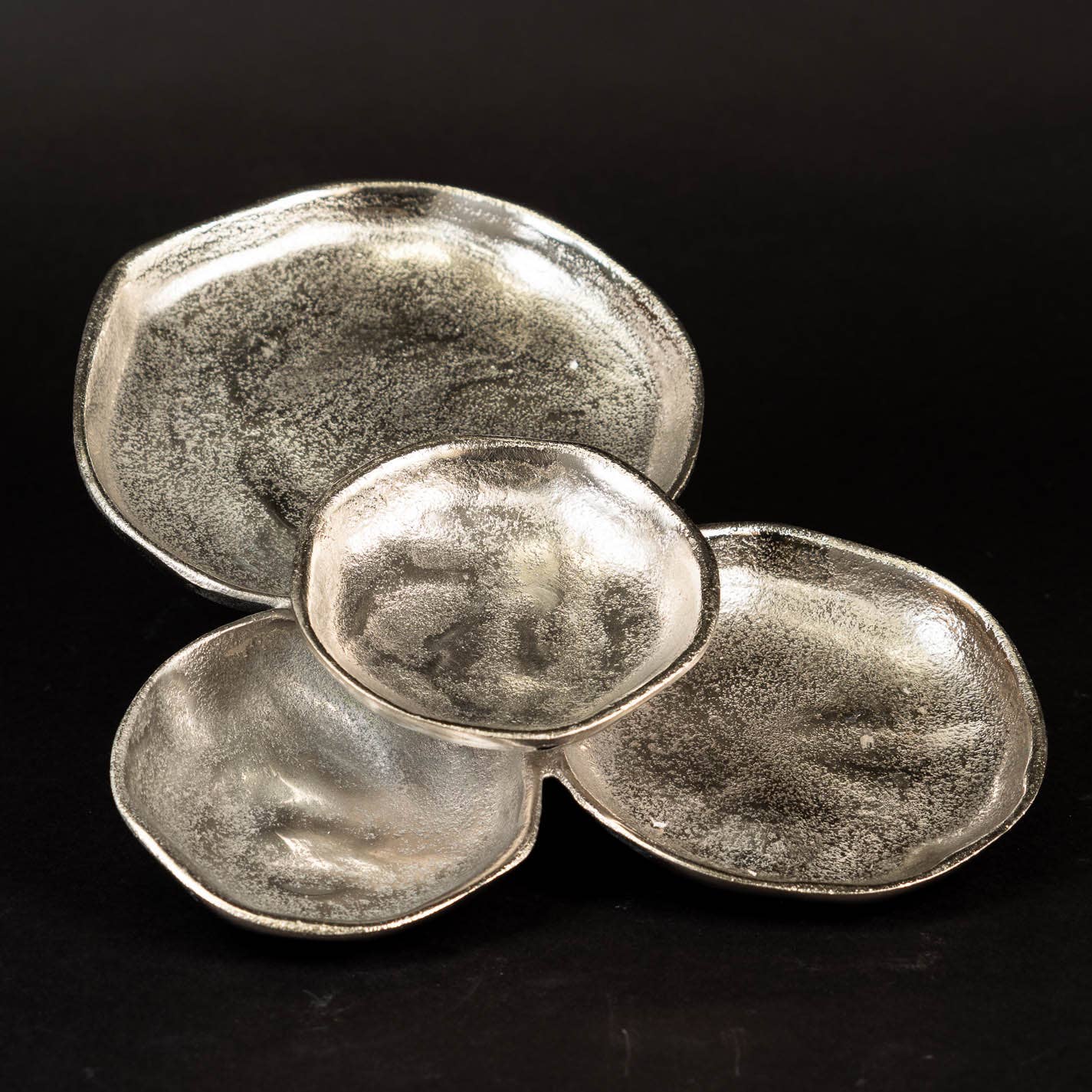 Silver Textured 4-Plate Dish
