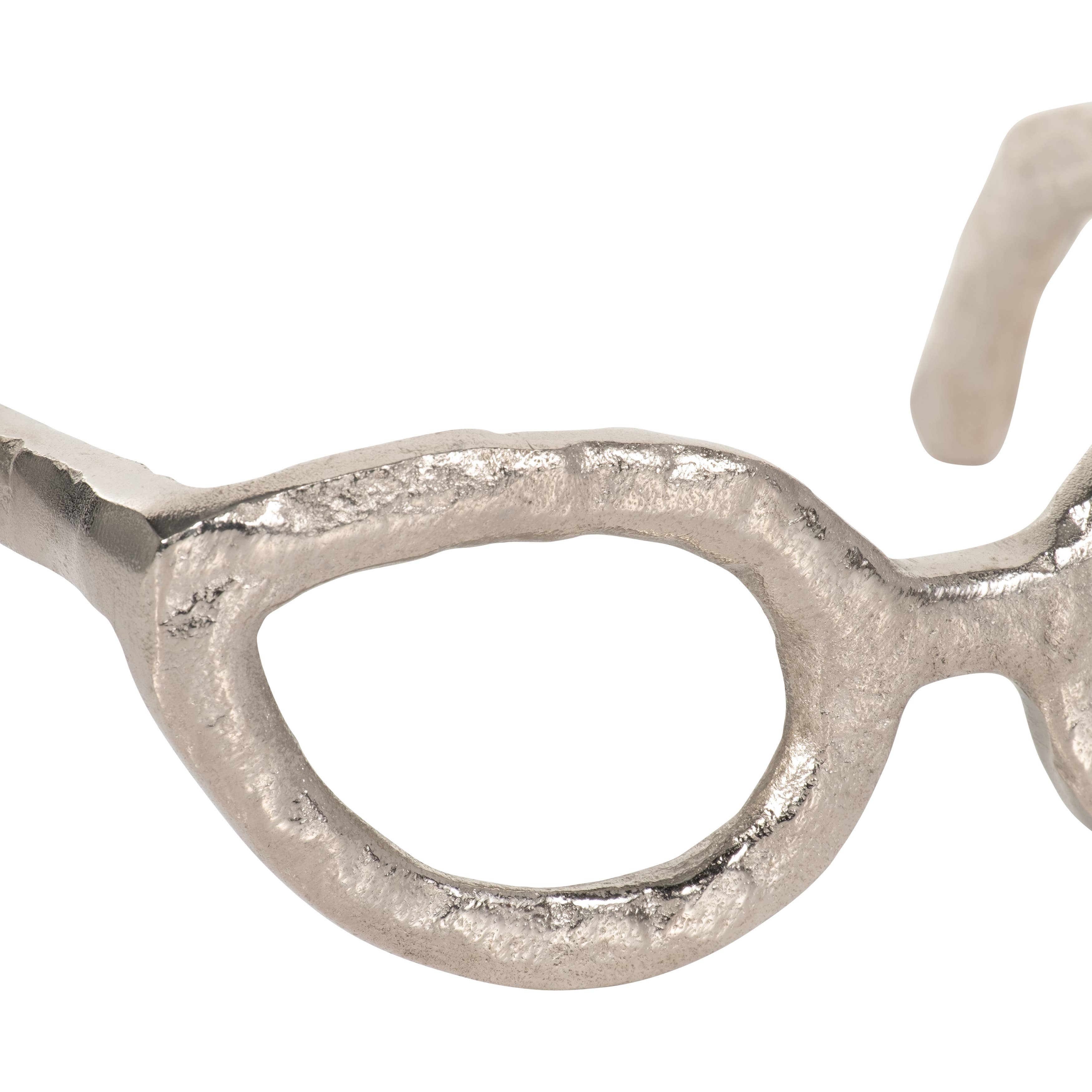 Silver Metal Cat Eyeglasses Sculpture