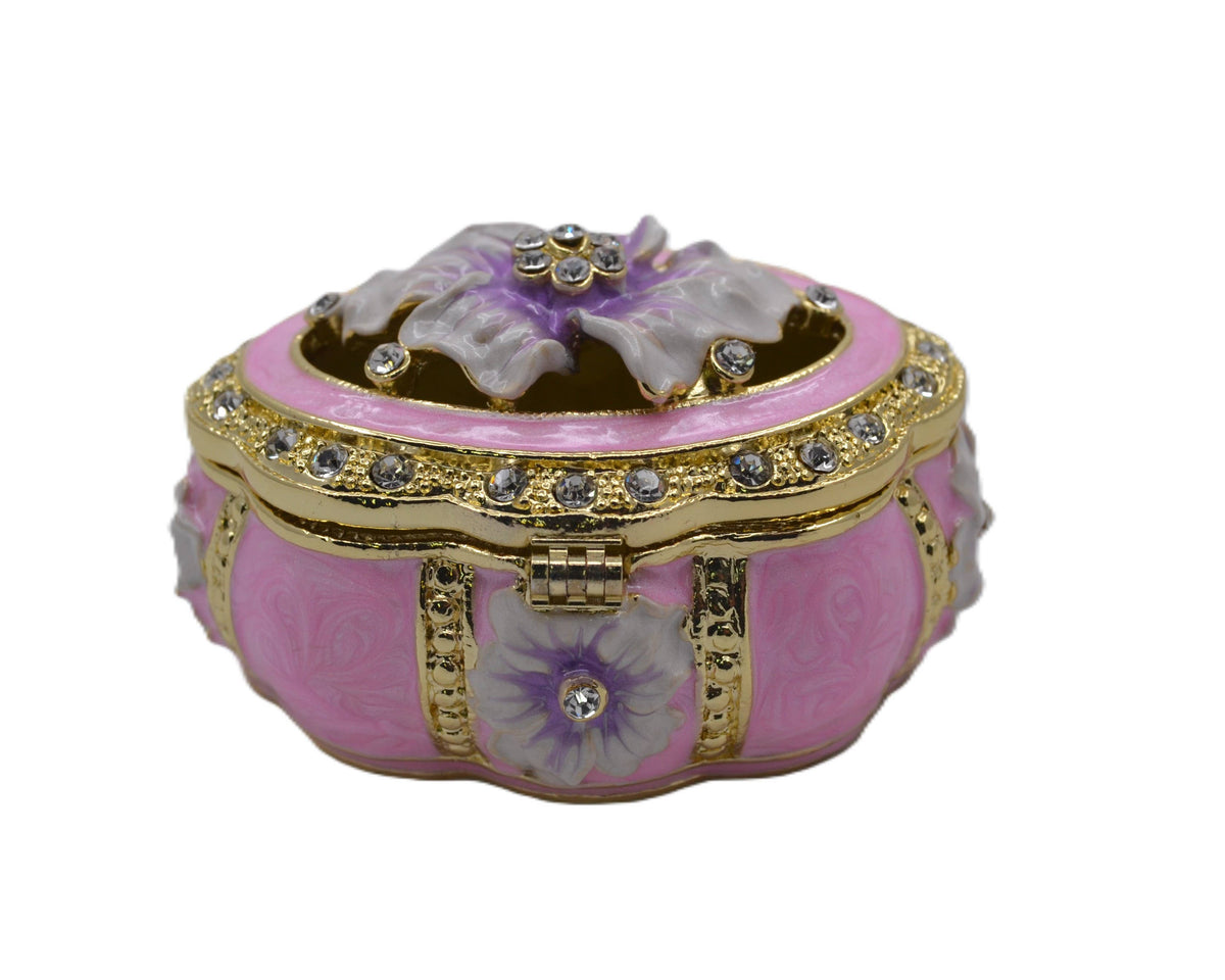 Oval Shape Floral Trinket Box