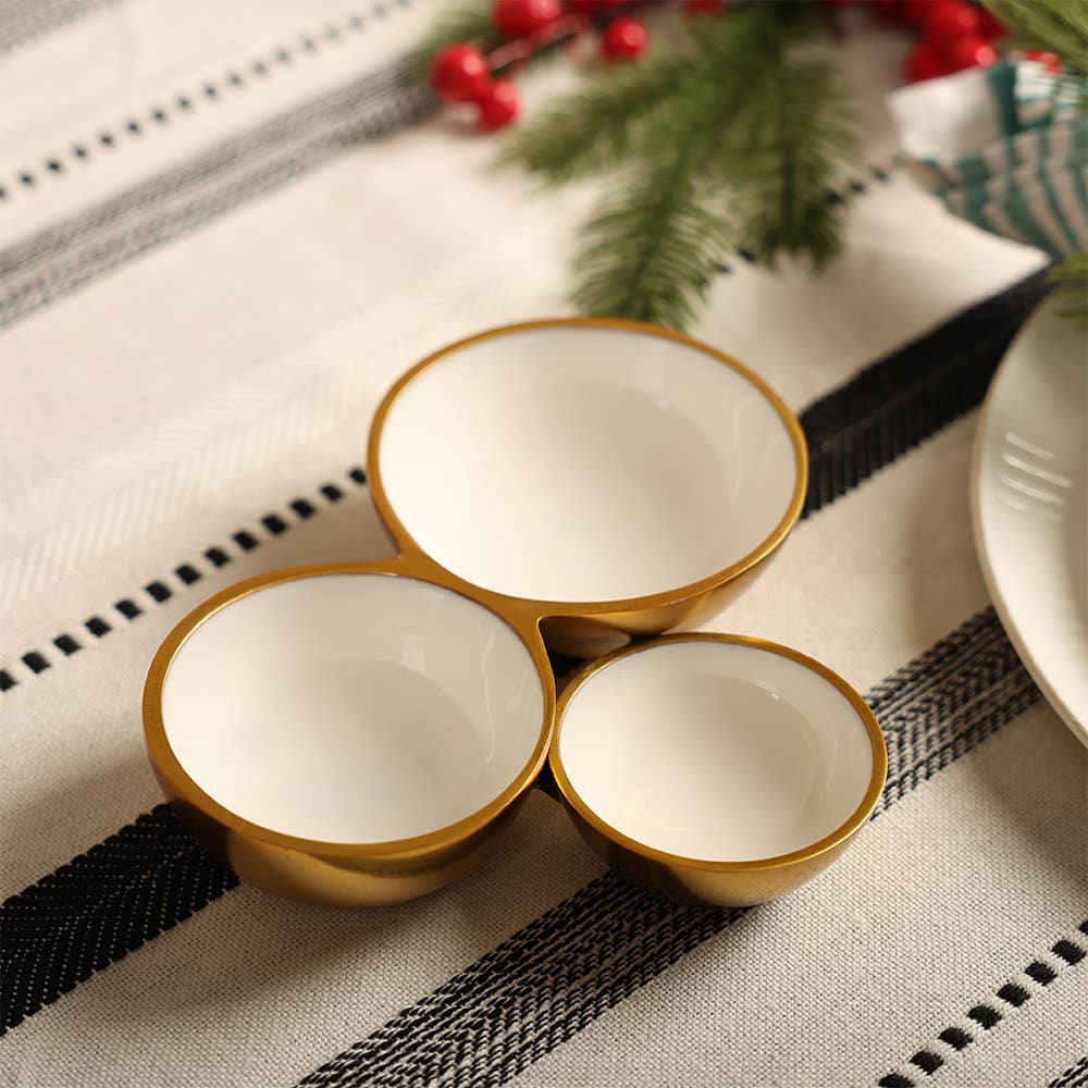Gold & Enamel 3 Bowl Dish