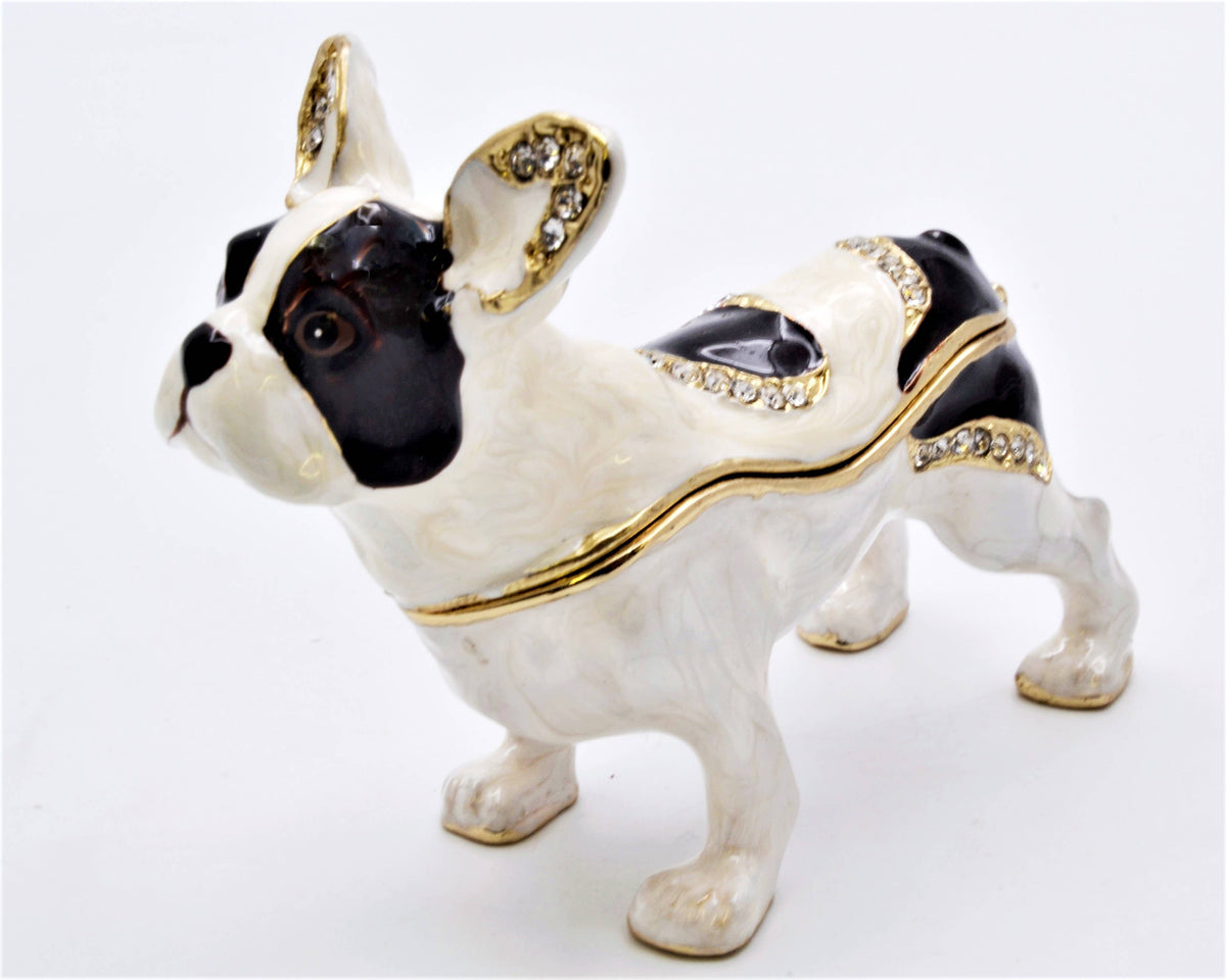 Boston Terrier Dog Trinket Box with Austrian Crystals