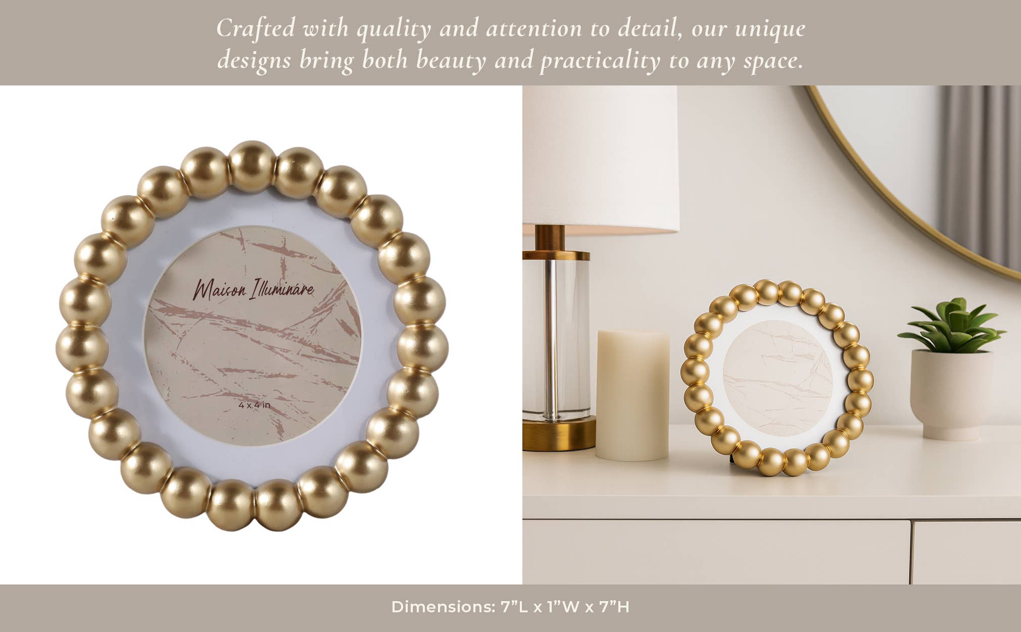 6x6 Round Gold Picture Frame
