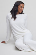 CCUL Jersey Roll Pullover/Wide Leg Pant set - Pearl