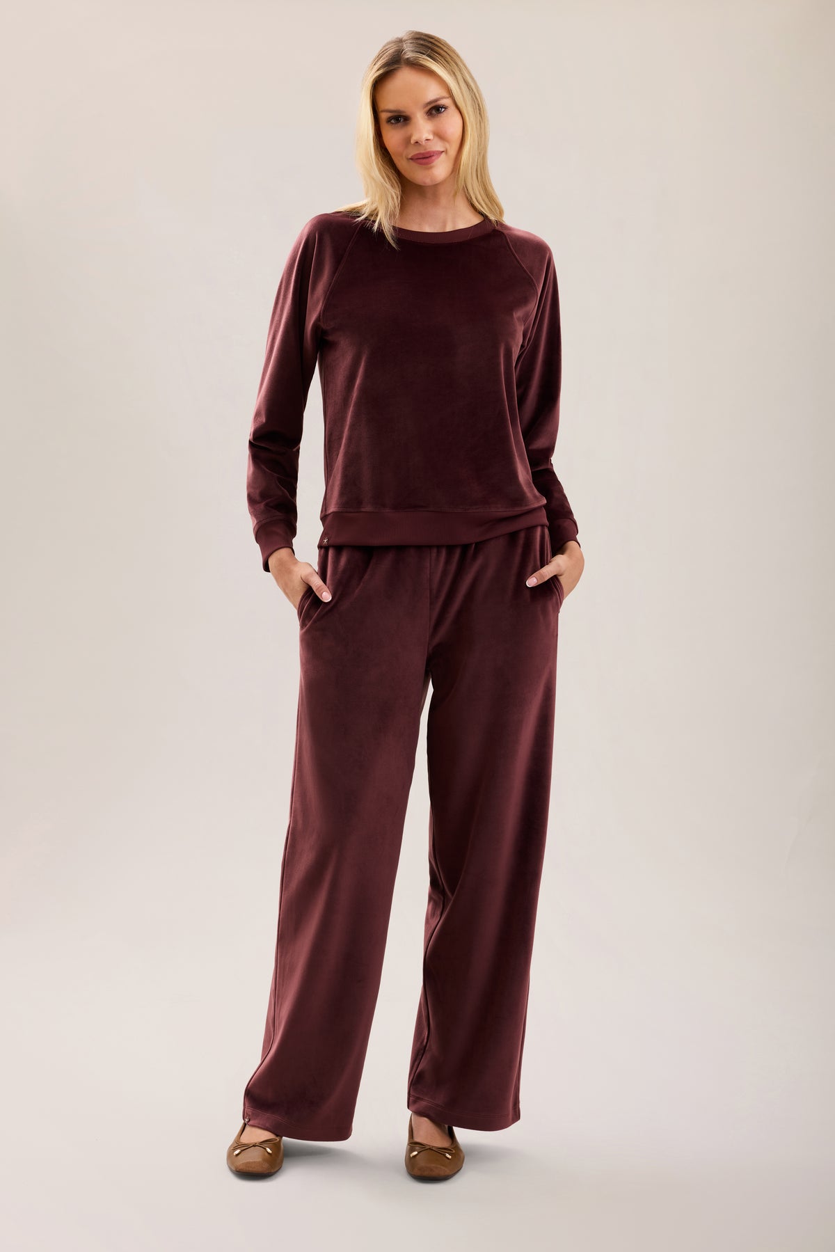 CCL Velvet Raglan Pullover Deep Garnet