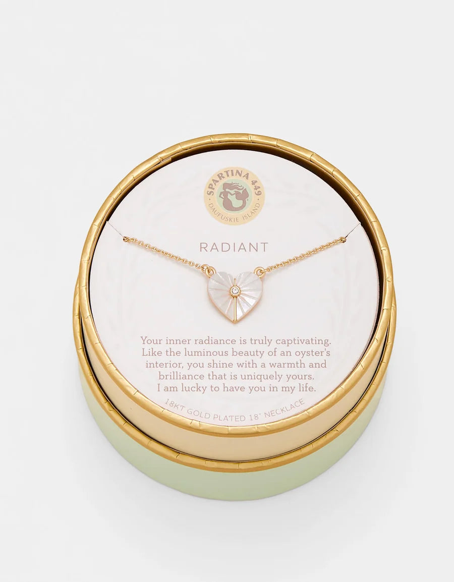 SLV Radiant/MOP Hrt Necklace Gld