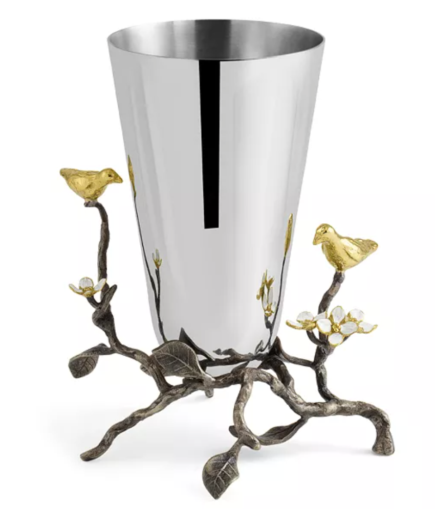 Lovebirds Silver & Gold Small Vase
