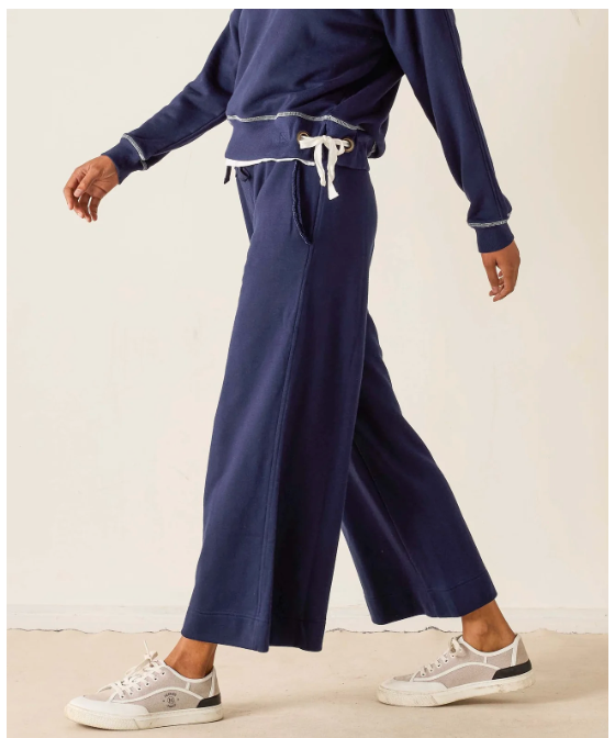 Frenchie Wide Leg Pant and Side Tie Crewneck Set