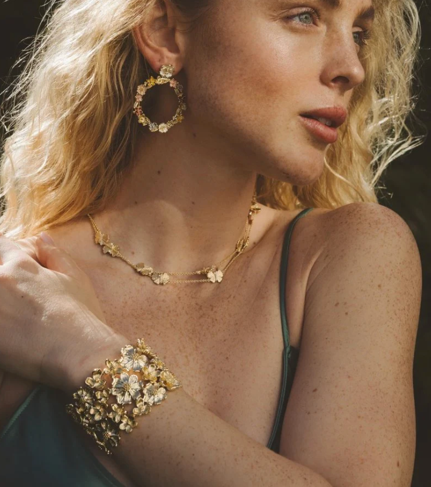 Wildflowers Gold Wide Cuff