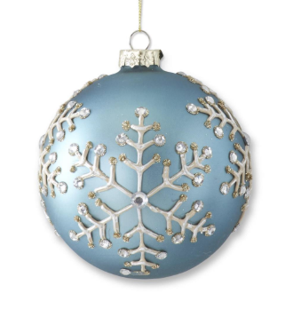 5.5in Light Blue Glittered Jeweled Snowflake Orn