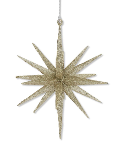 6in 18pt Champagne Glitter Star Ornament