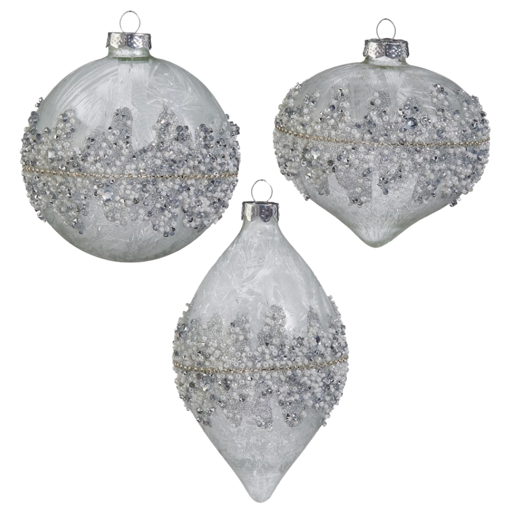 4in Grey Seed Bead Ornament